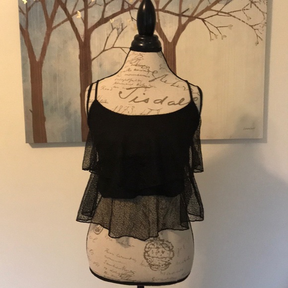 Charlotte Russe Tops - Charlotte Russe Lace Layered Black Crop Top
